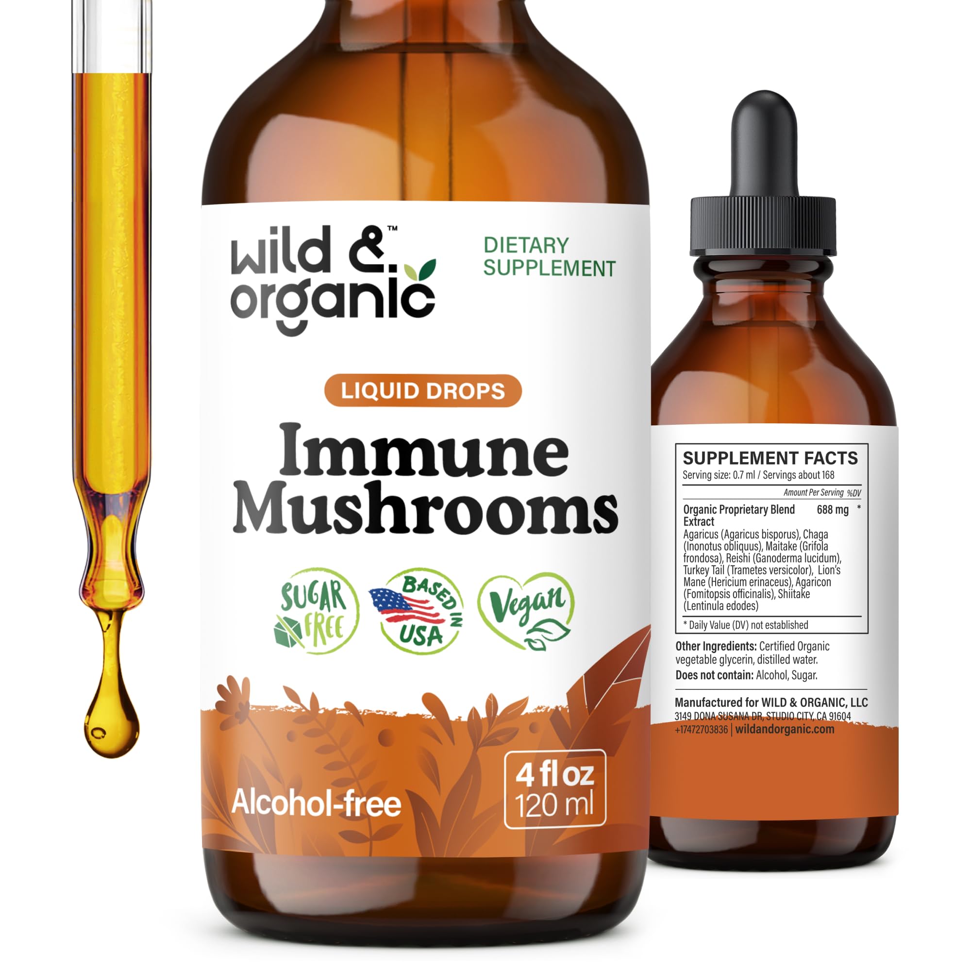 Wild & Organic Mushroom Tincture 4 fl. oz. front view