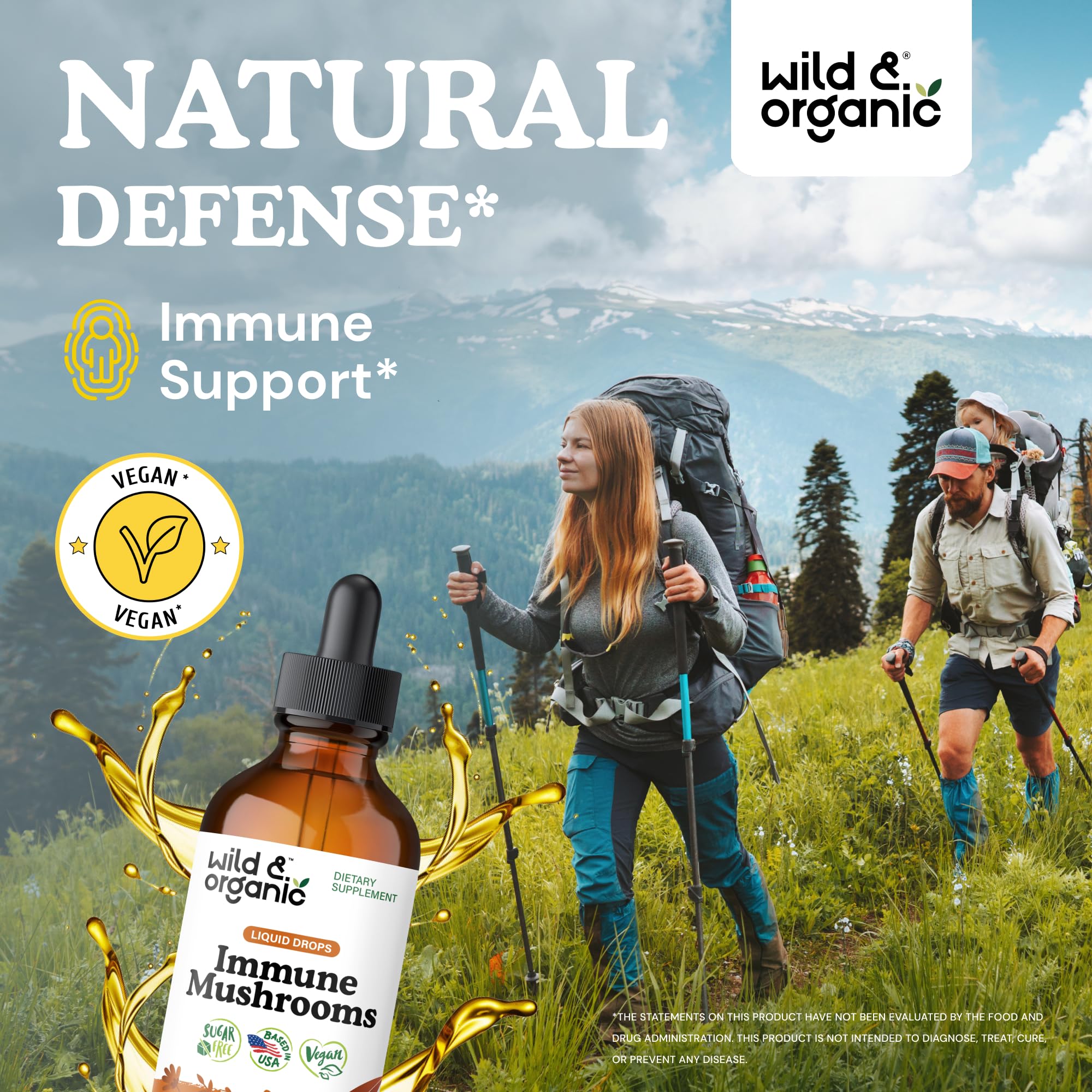 Wild & Organic Mushroom Tincture bottle with label