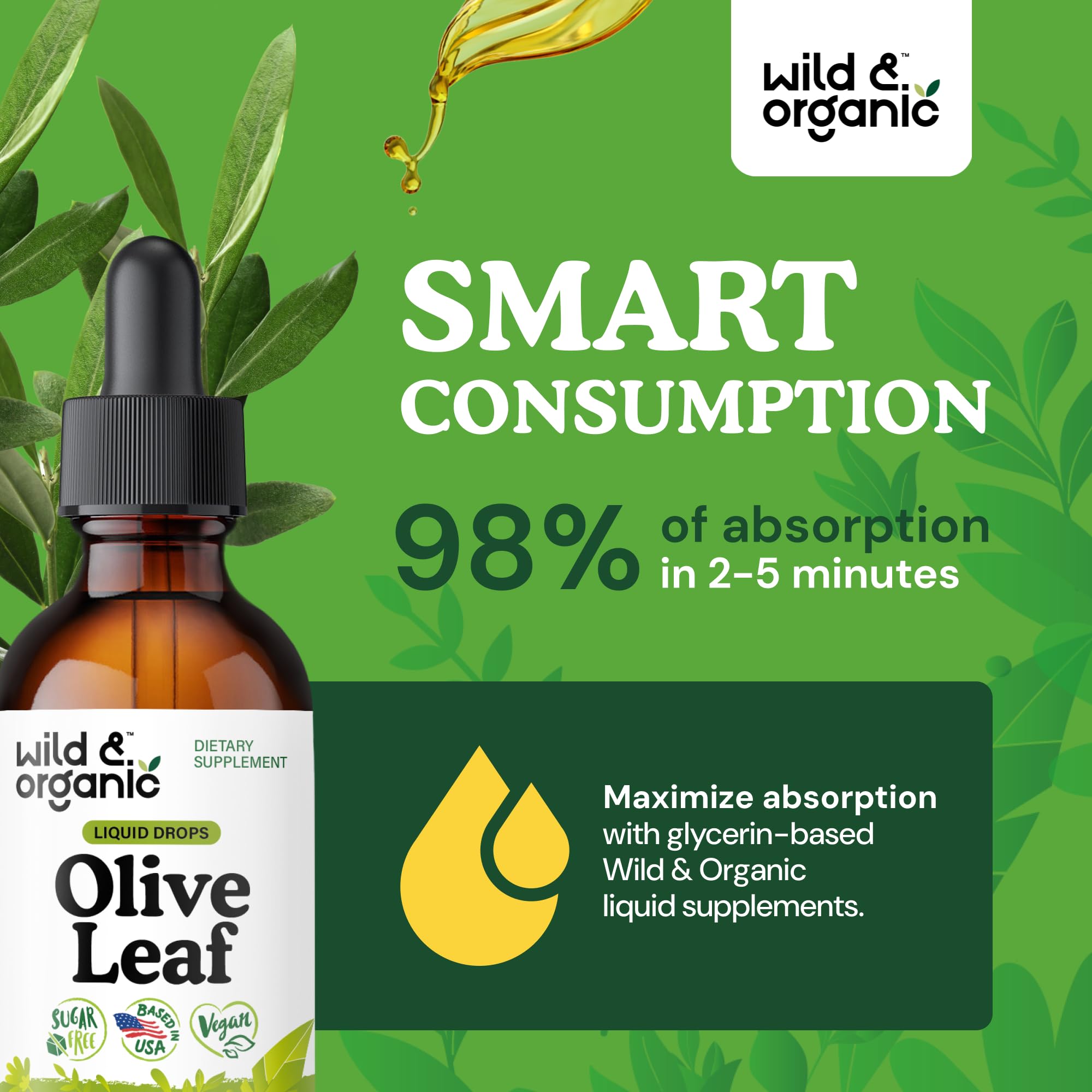 Wild & Organic Olive Leaf Extract Tincture 500mg ingredients list