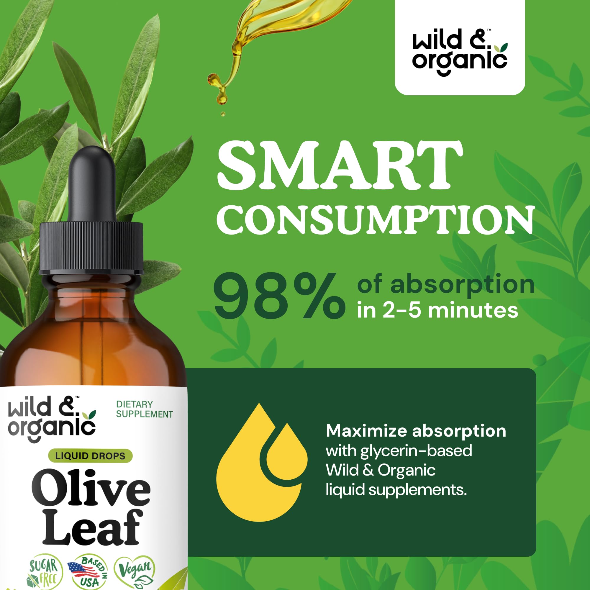 Wild & Organic Olive Leaf Tincture 500mg ingredients list