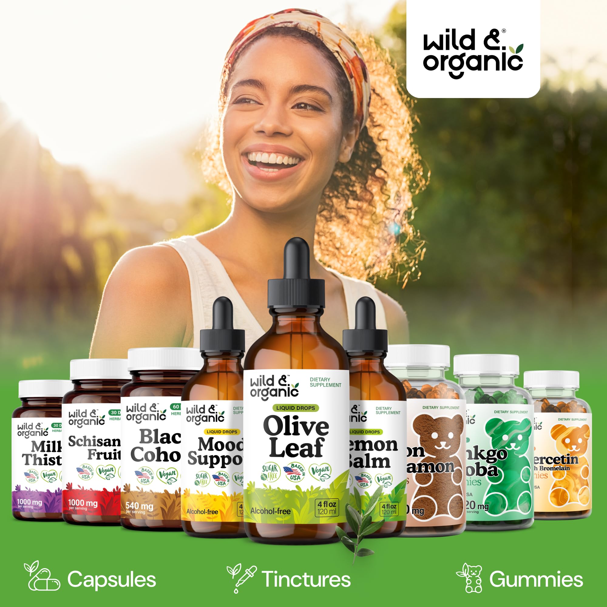 Wild & Organic Olive Leaf Tincture 500mg lifestyle scene