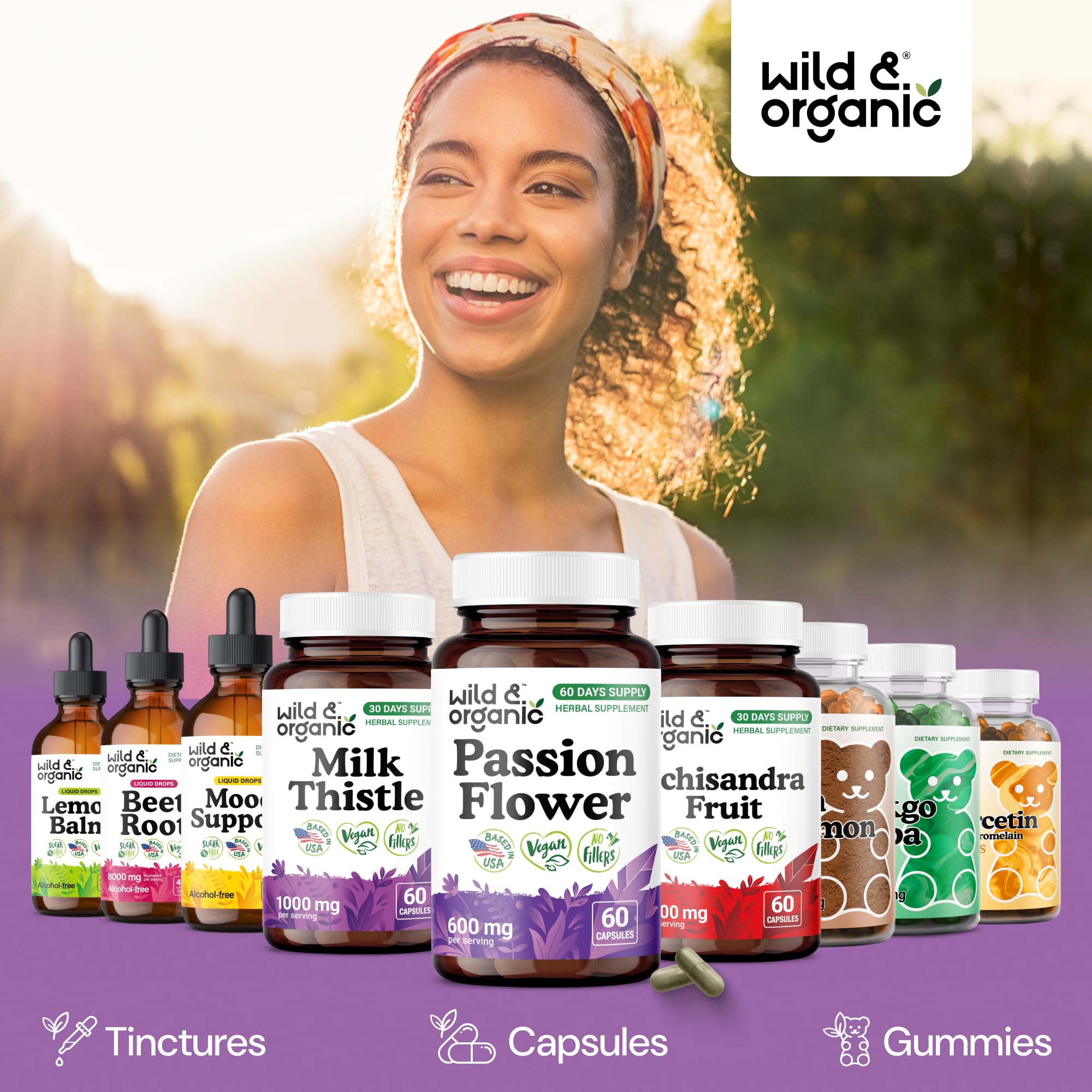 Wild & Organic Passion Flower Capsules 600mg ingredients list