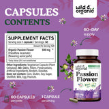 Wild & Organic Passion Flower Capsules 600mg with dosage details