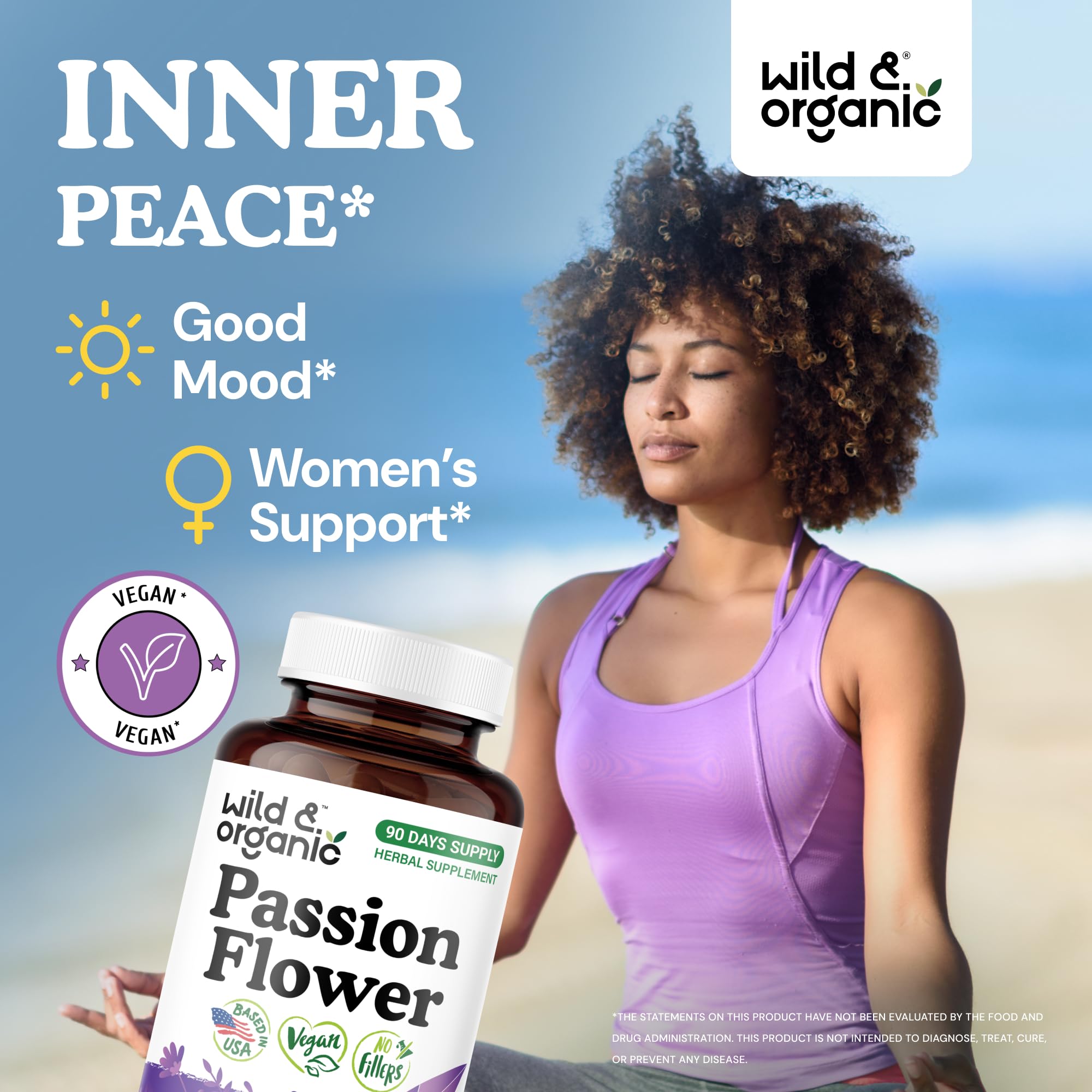 Wild & Organic Passion Flower Capsules 90 count bottle