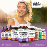 Wild & Organic Passion Flower Capsules bottle with natural background