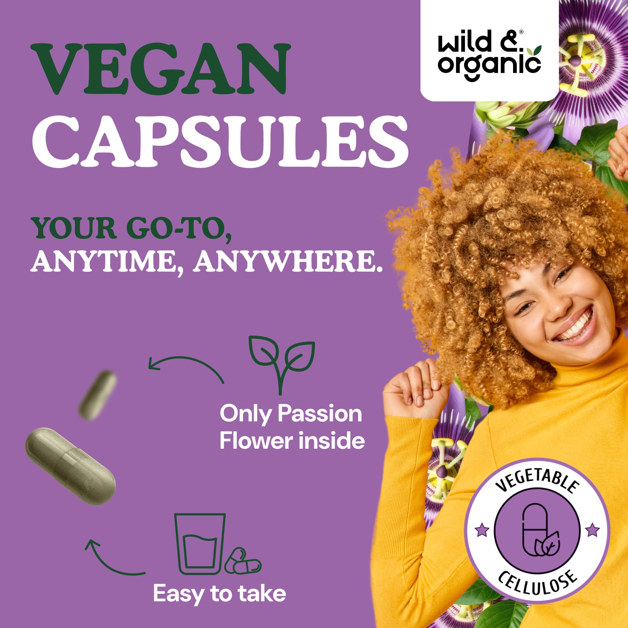 Wild & Organic Passion Flower Capsules side view
