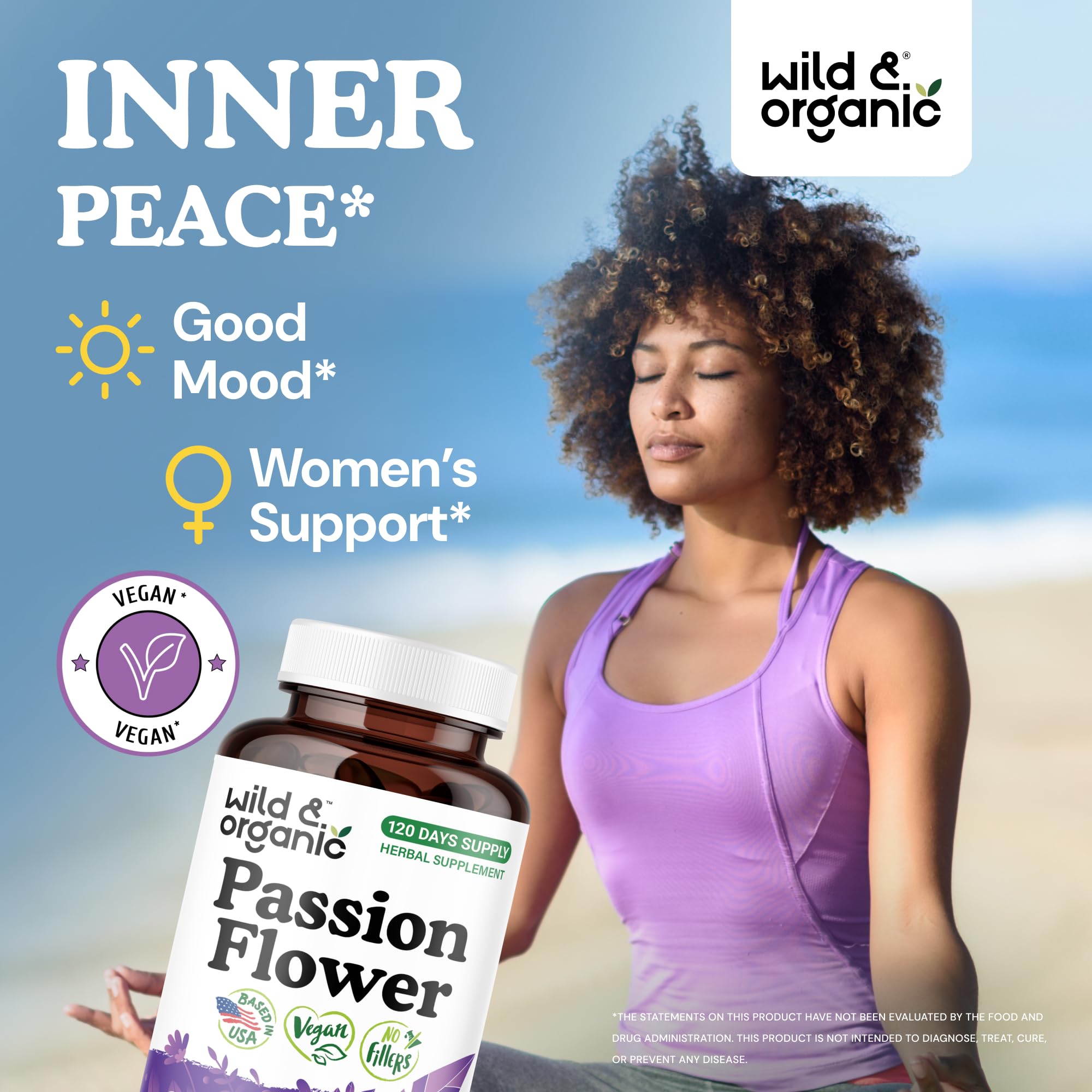 Wild & Organic Passion Flower Capsules side view with label