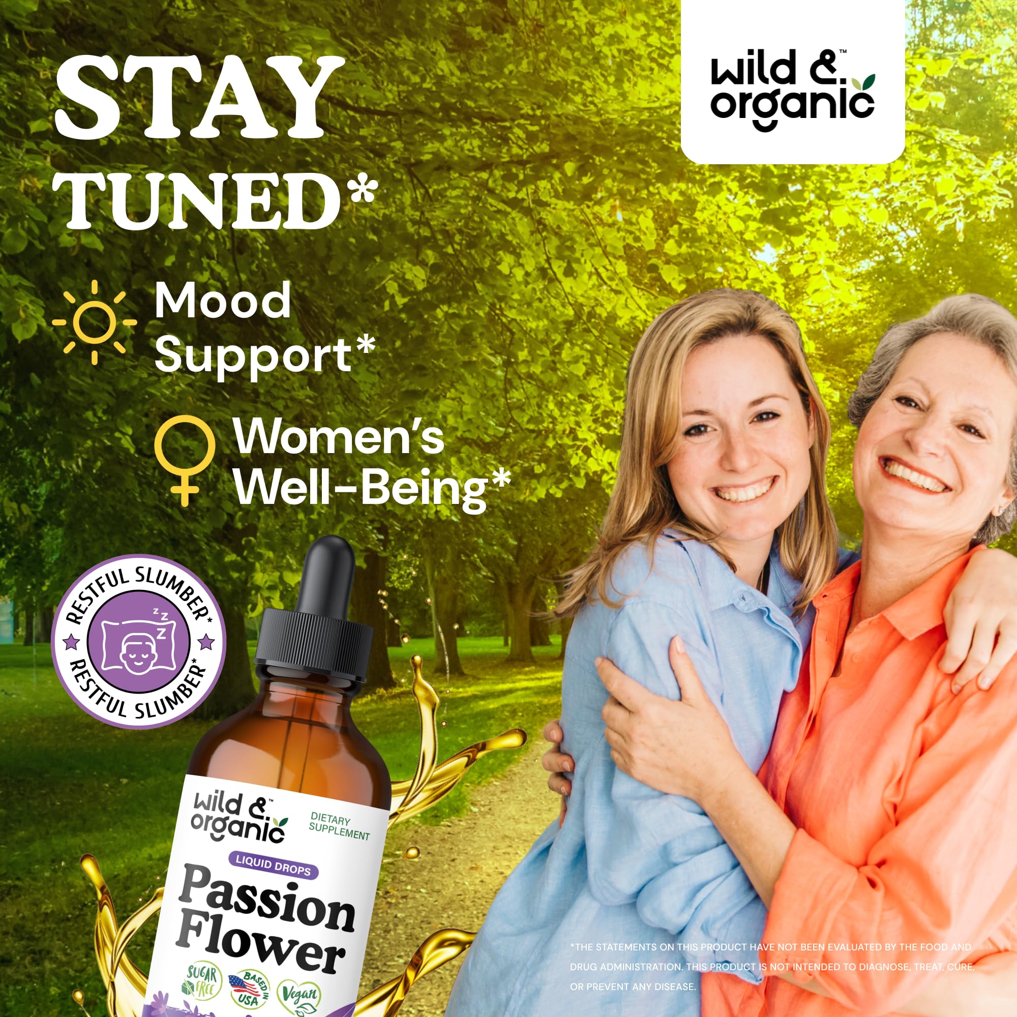 Wild & Organic Passion Flower Tincture bottle with label