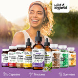 Wild & Organic Passion Flower Tincture on wooden table