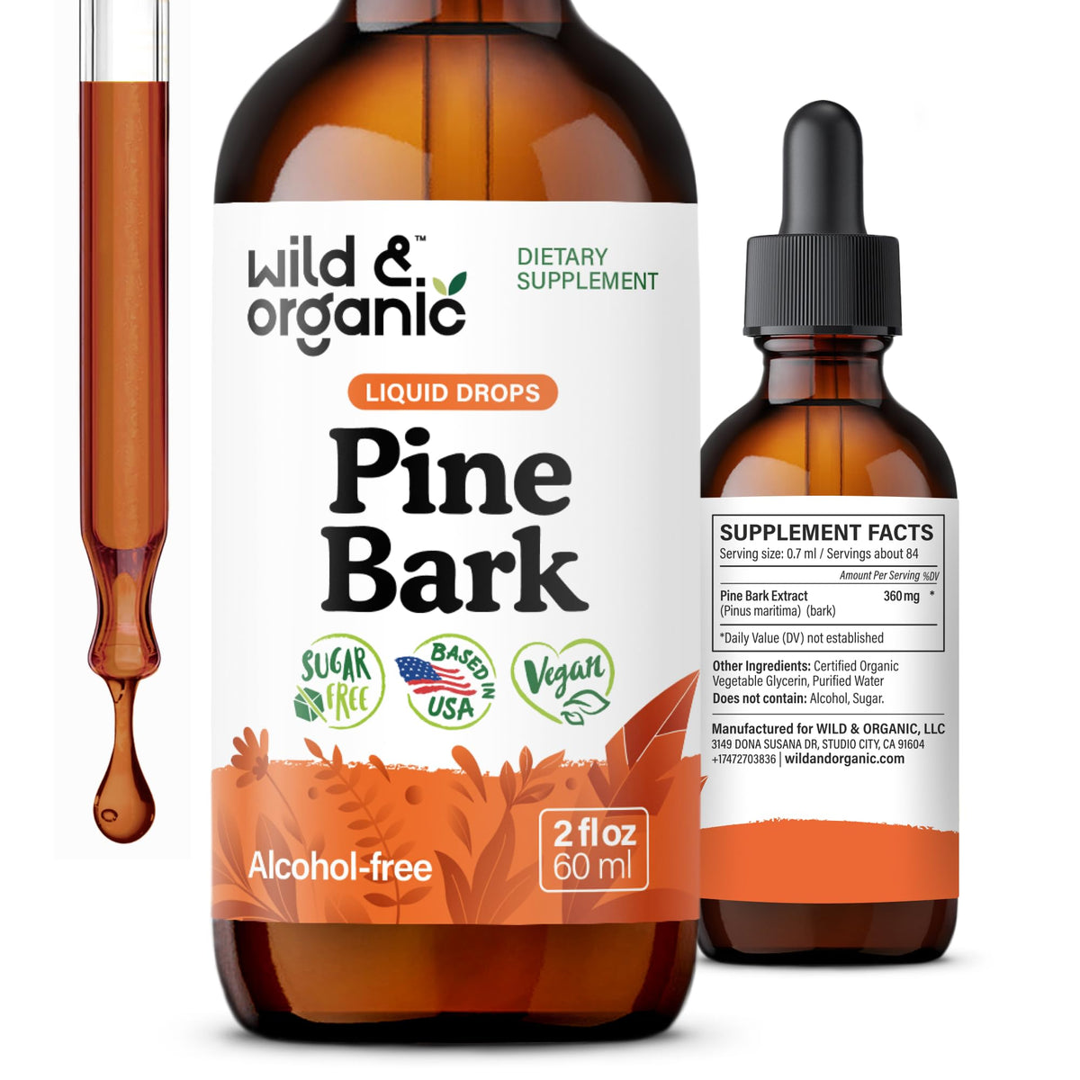 Wild & Organic Pine Bark Extract 360mg front view
