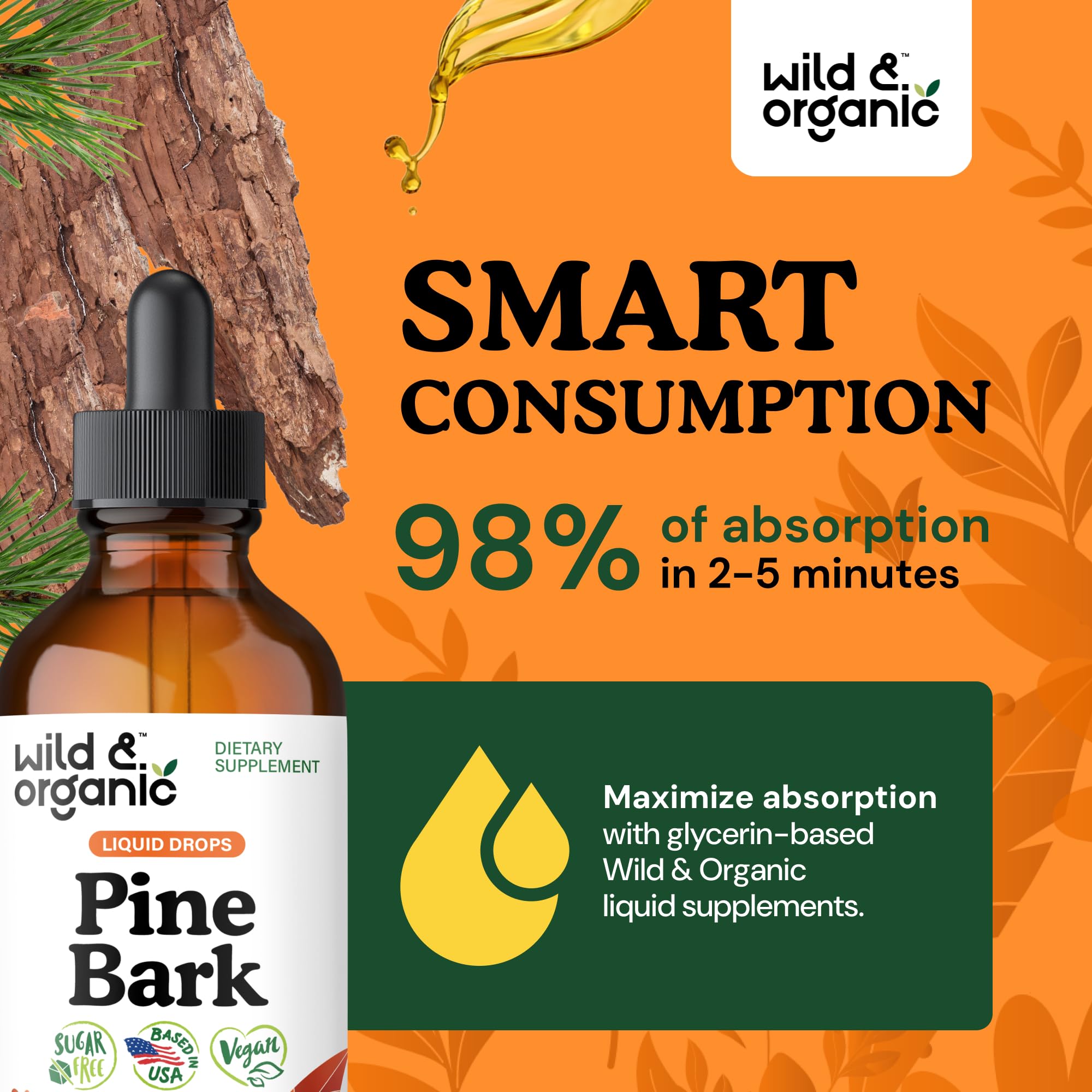 Wild & Organic Pine Bark Extract Tincture 360mg ingredients list