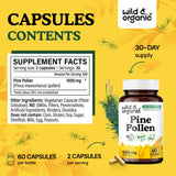 Wild & Organic Pine Pollen Capsules 1000mg nutritional information