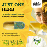 Wild & Organic Pine Pollen Capsules bottle with dosage instructions