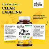 Wild & Organic Pine Pollen Capsules displayed with other herbal supplements