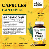 Wild & Organic Pine Pollen Capsules side view with label