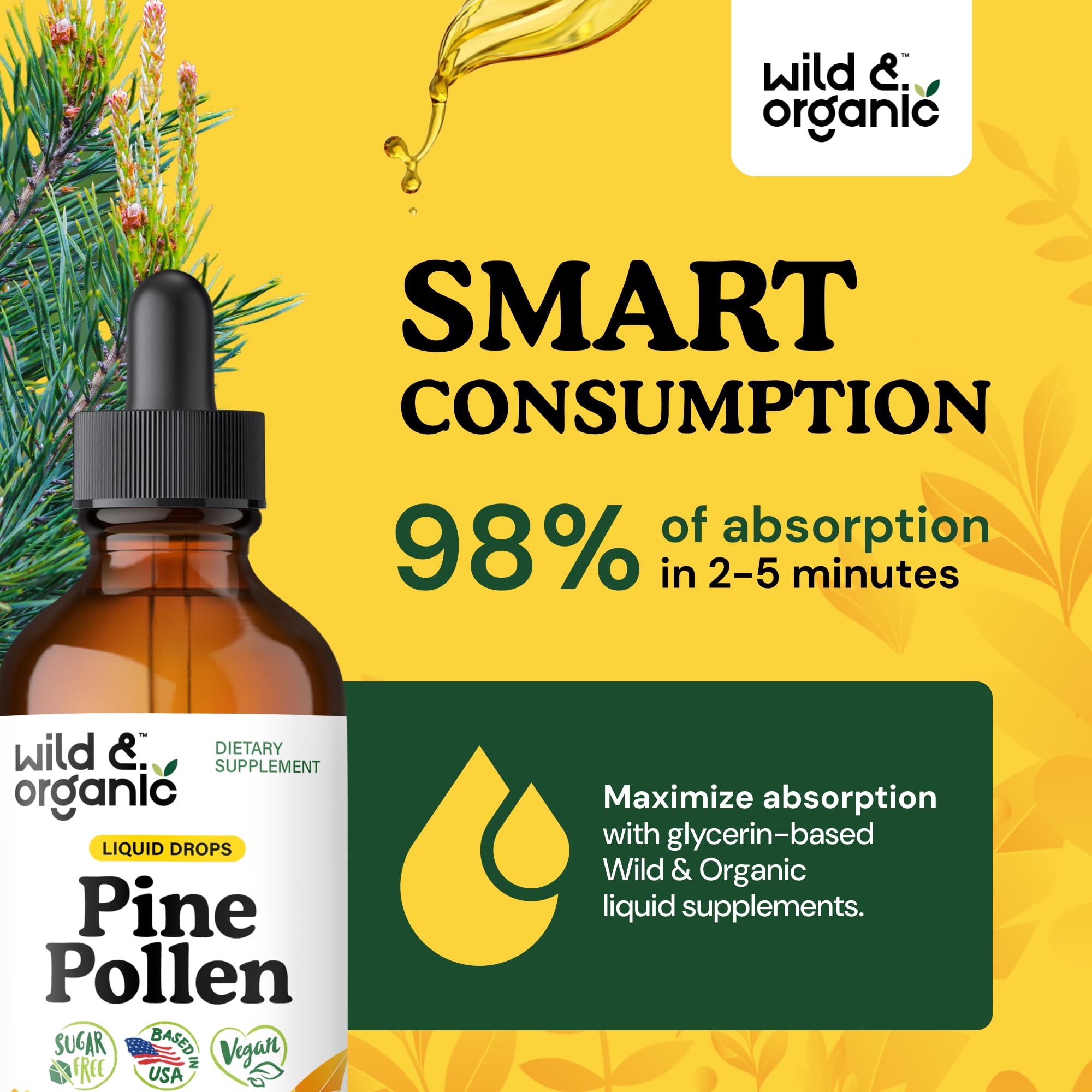Wild & Organic Pine Pollen Tincture in a lifestyle setting