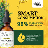 Wild & Organic Pine Pollen Tincture on wooden table