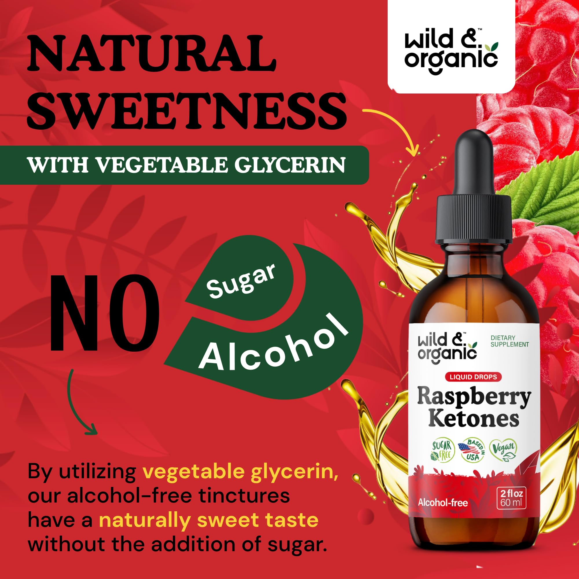 Wild & Organic Raspberry Ketones Tincture 2 fl. oz. bottle