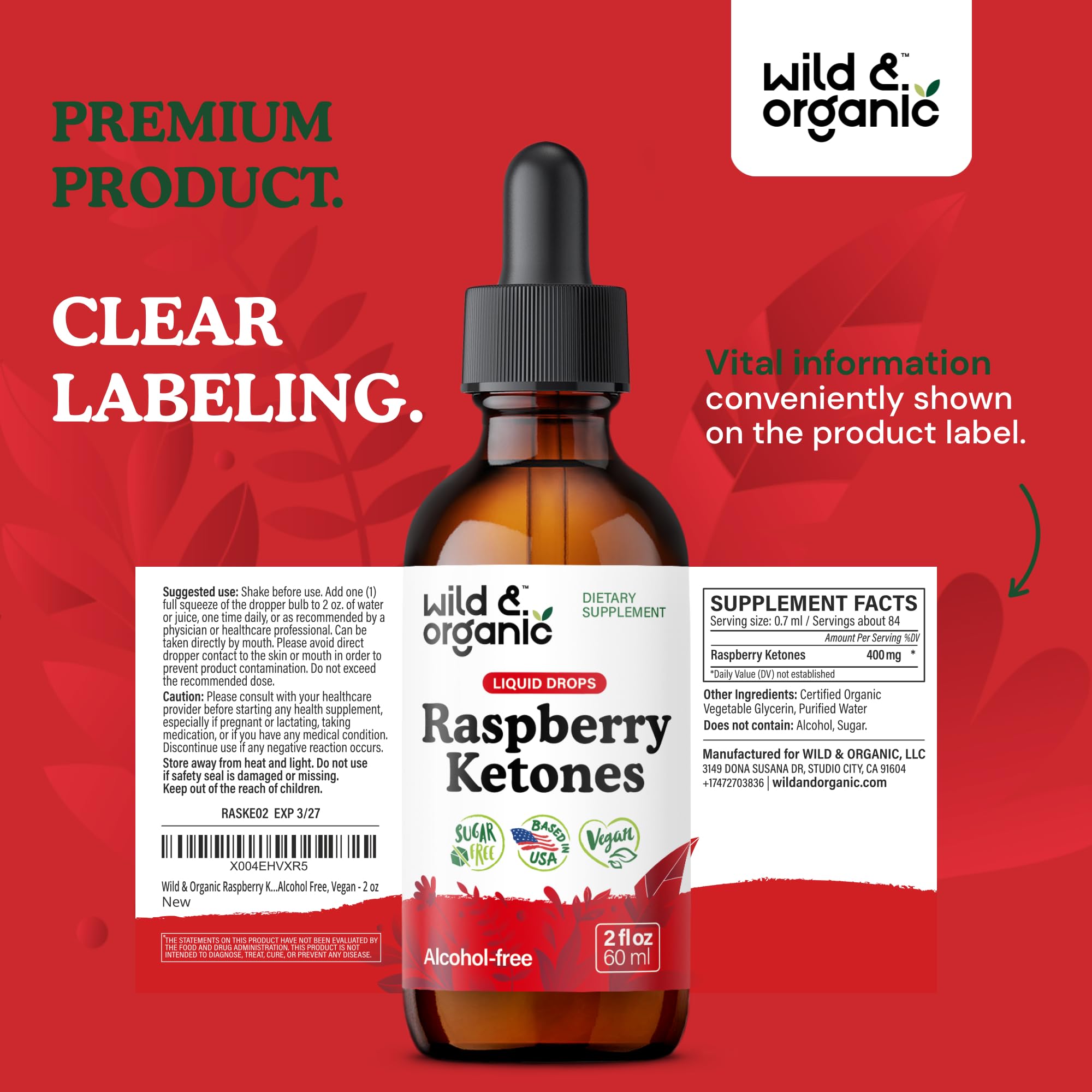 Wild & Organic Raspberry Ketones Tincture ingredients list