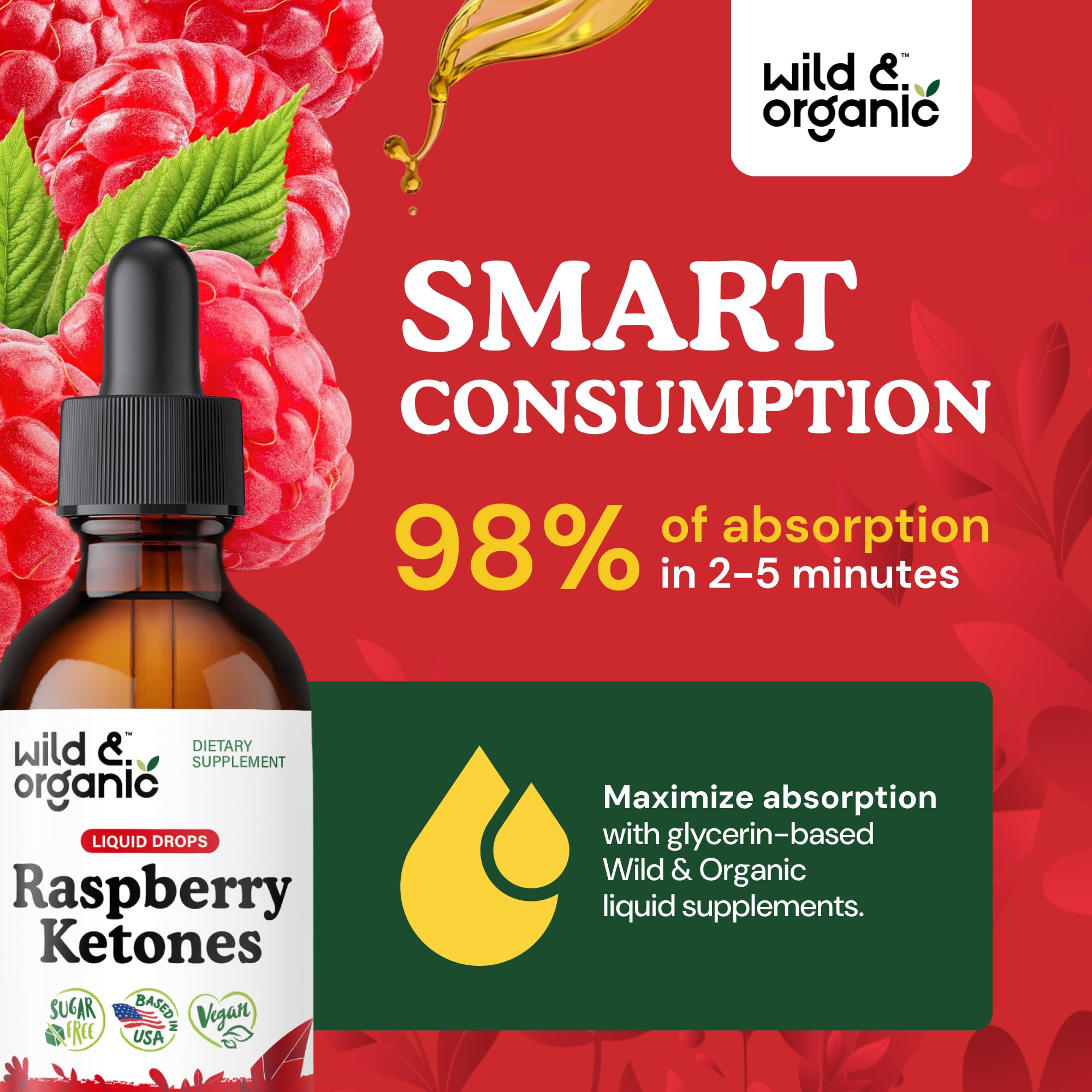 Wild & Organic Raspberry Ketones Tincture label close-up