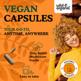 Wild & Organic Red Reishi Mushroom Capsules with ingredients