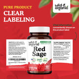 Wild & Organic Red Sage Capsules close-up of label