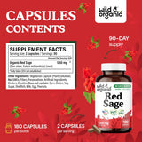Wild & Organic Red Sage Root Capsules with natural ingredients label