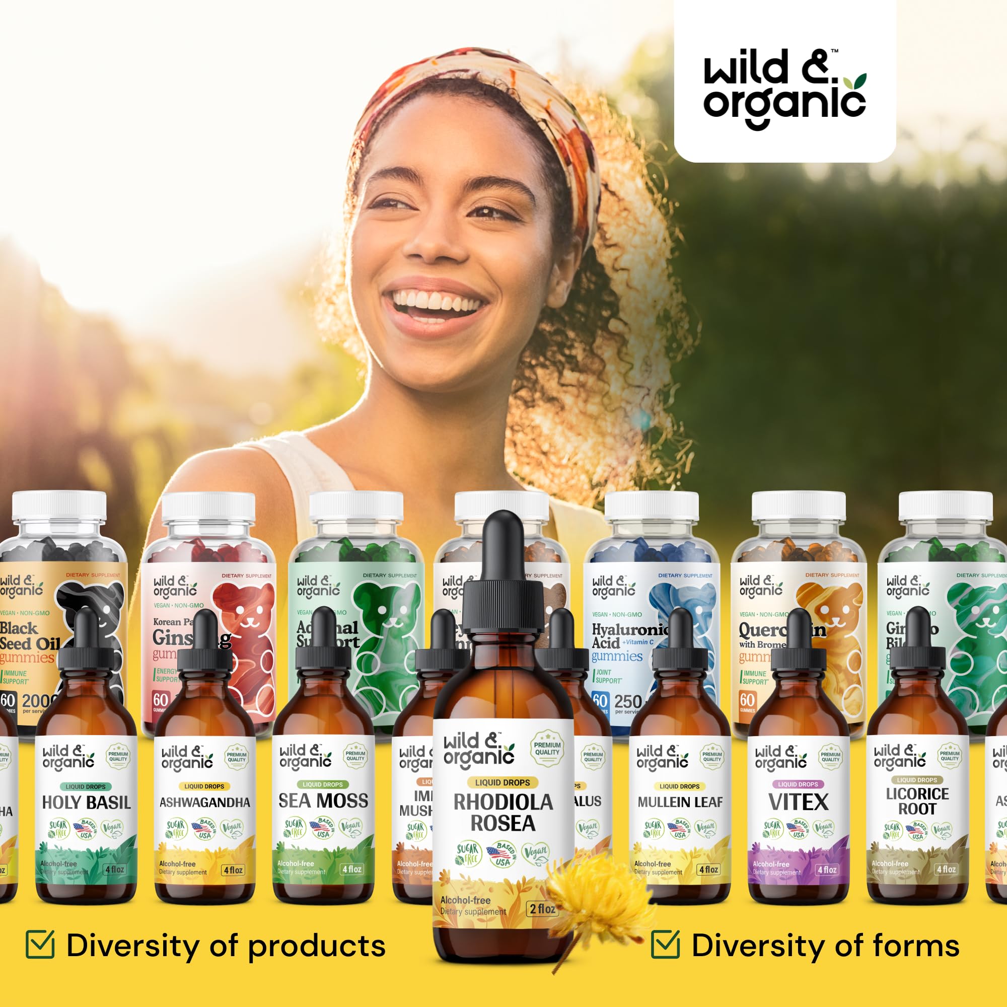 Wild & Organic Rhodiola Rosea Tincture 685mg packaging details