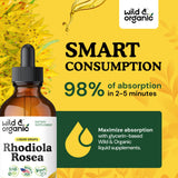 Wild & Organic Rhodiola Rosea Tincture in a glass dropper