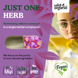 Wild & Organic Saffron Capsules showing serving size on a spoon