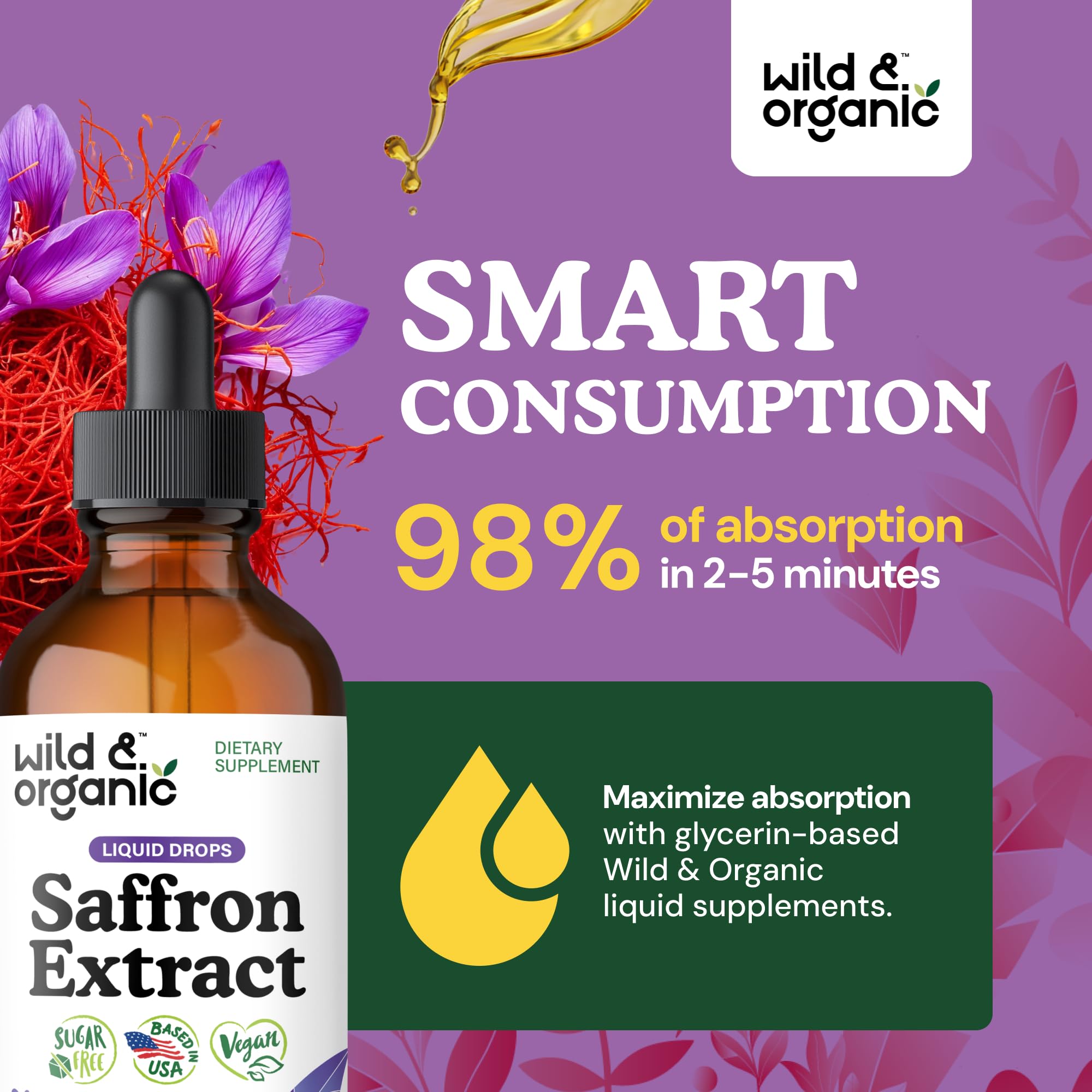 Wild & Organic Saffron Extract Liquid Drops packaging