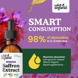 Wild & Organic Saffron Liquid Extract Drops on wooden table