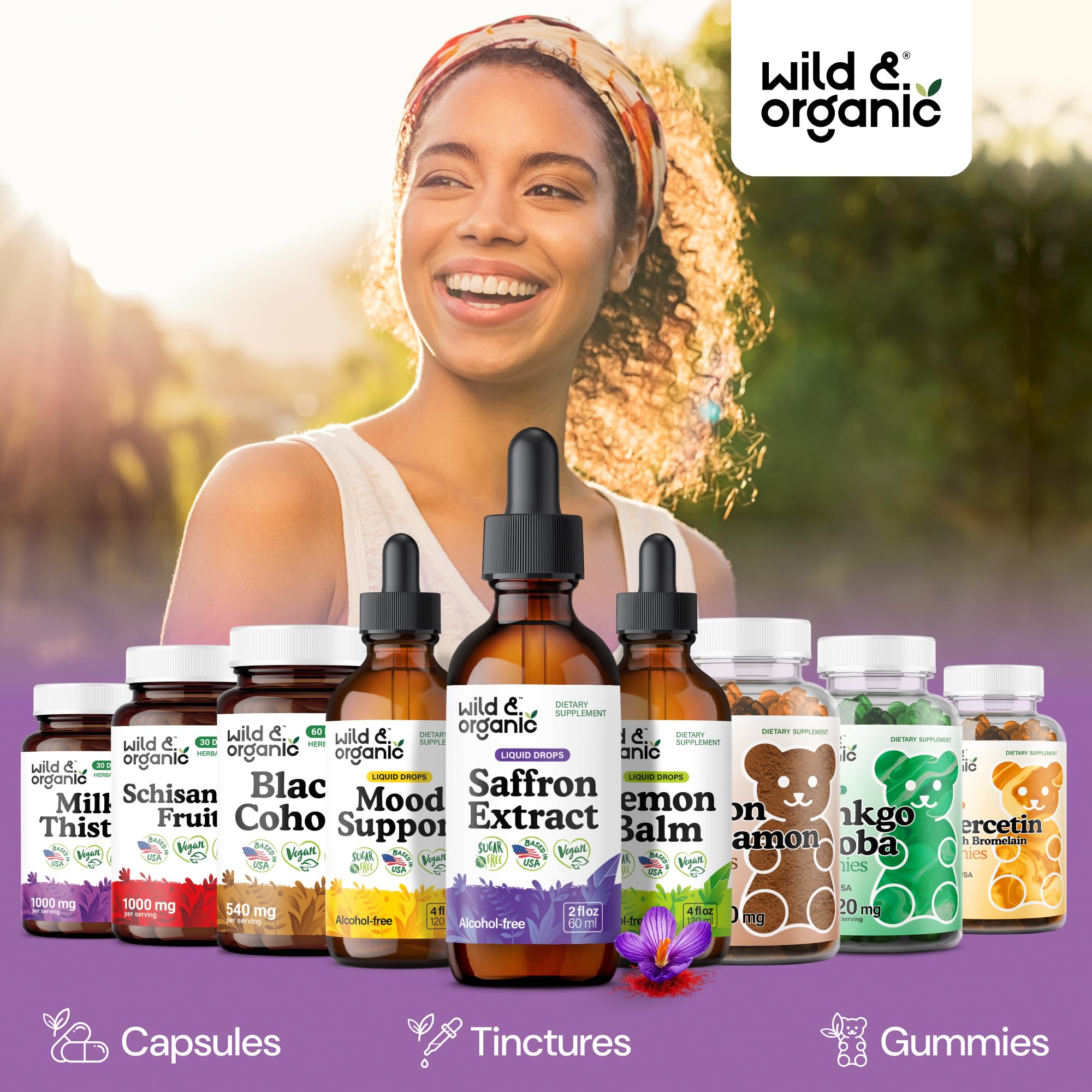 Wild & Organic Saffron Liquid Extract Drops with measuring spoon