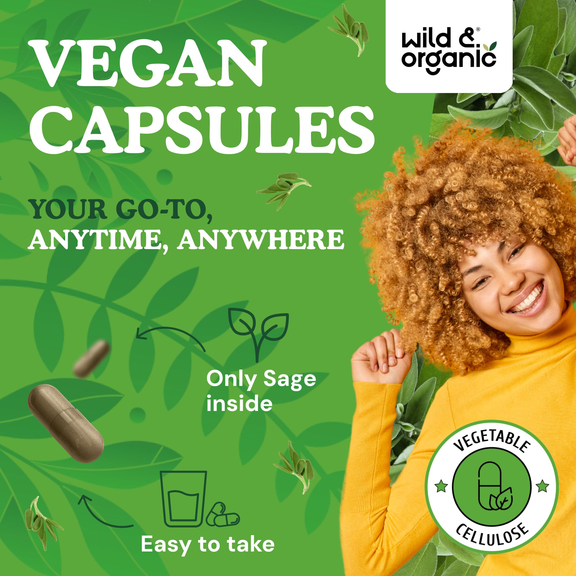 Wild & Organic Sage Capsules side view with label