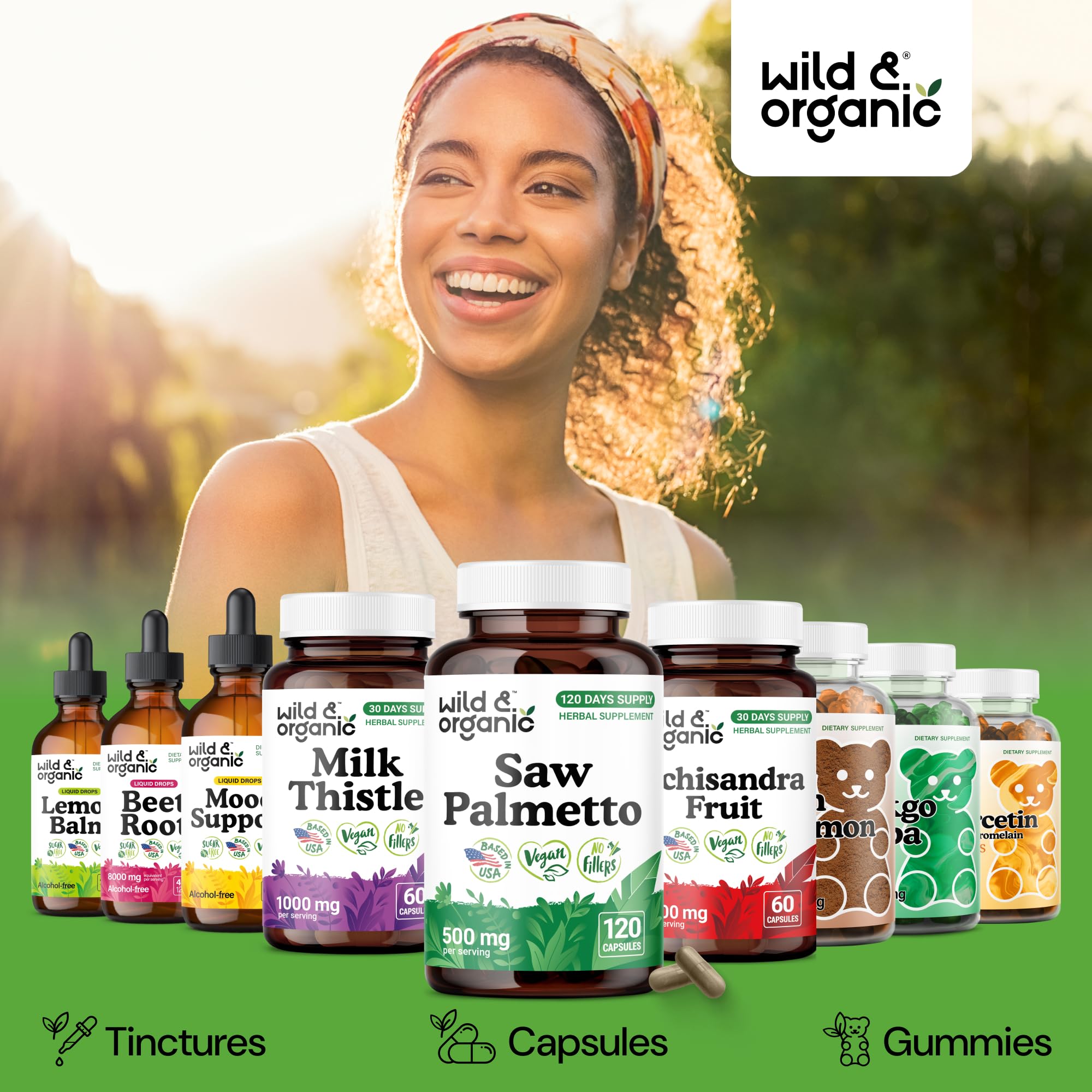 Wild & Organic Saw Palmetto Capsules 500mg lifestyle scene