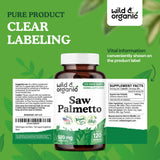 Wild & Organic Saw Palmetto Capsules 500mg packaging details