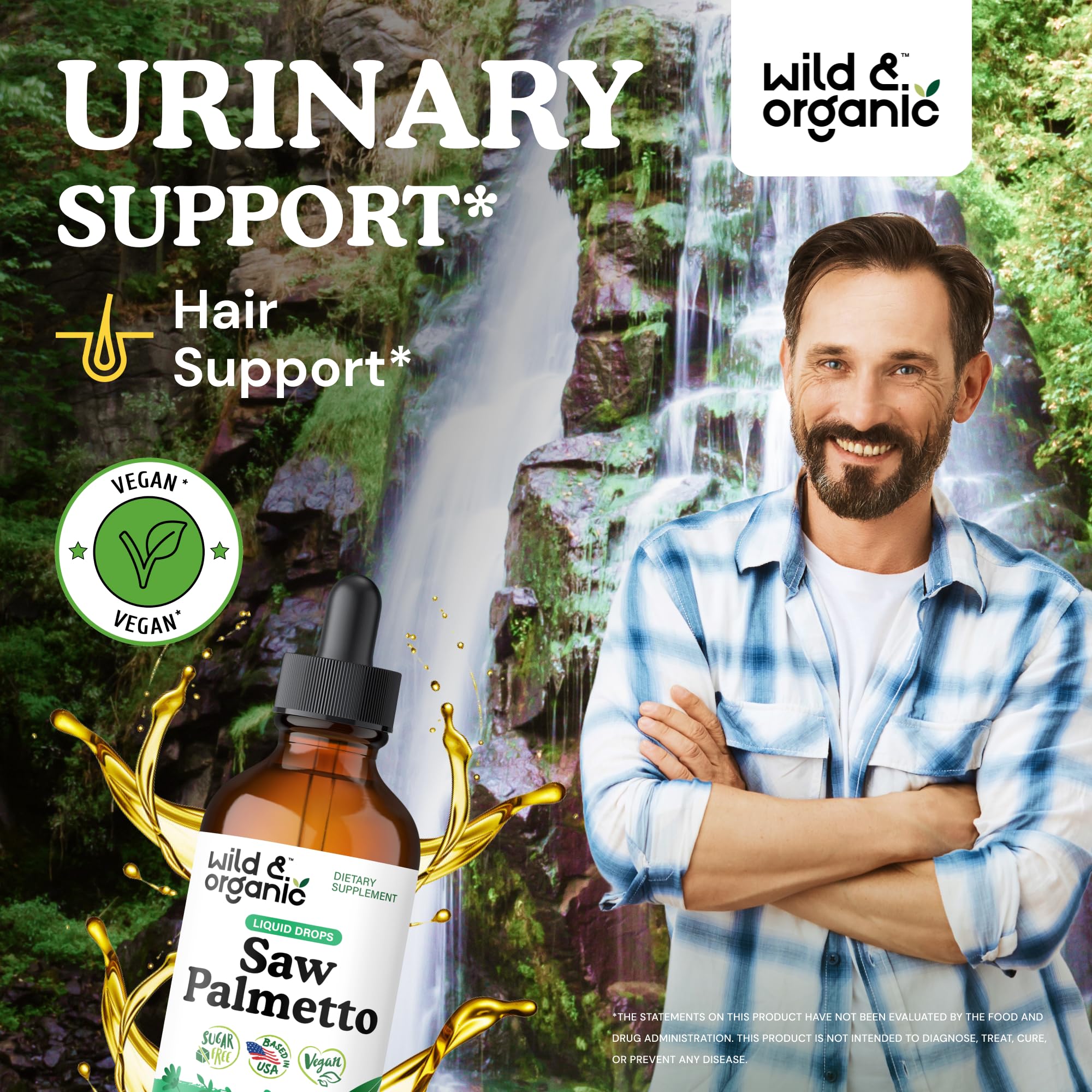 Wild & Organic Saw Palmetto Tincture 450mg bottle side view