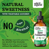 Wild & Organic Saw Palmetto Tincture 450mg with ingredients list