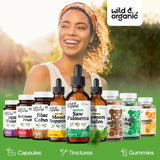 Wild & Organic Saw Palmetto Tincture on wooden table