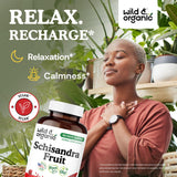 Wild & Organic Schisandra Capsules 1000 mg side view with label