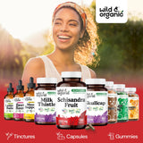 Wild & Organic Schisandra Capsules 1000 mg with a plant background