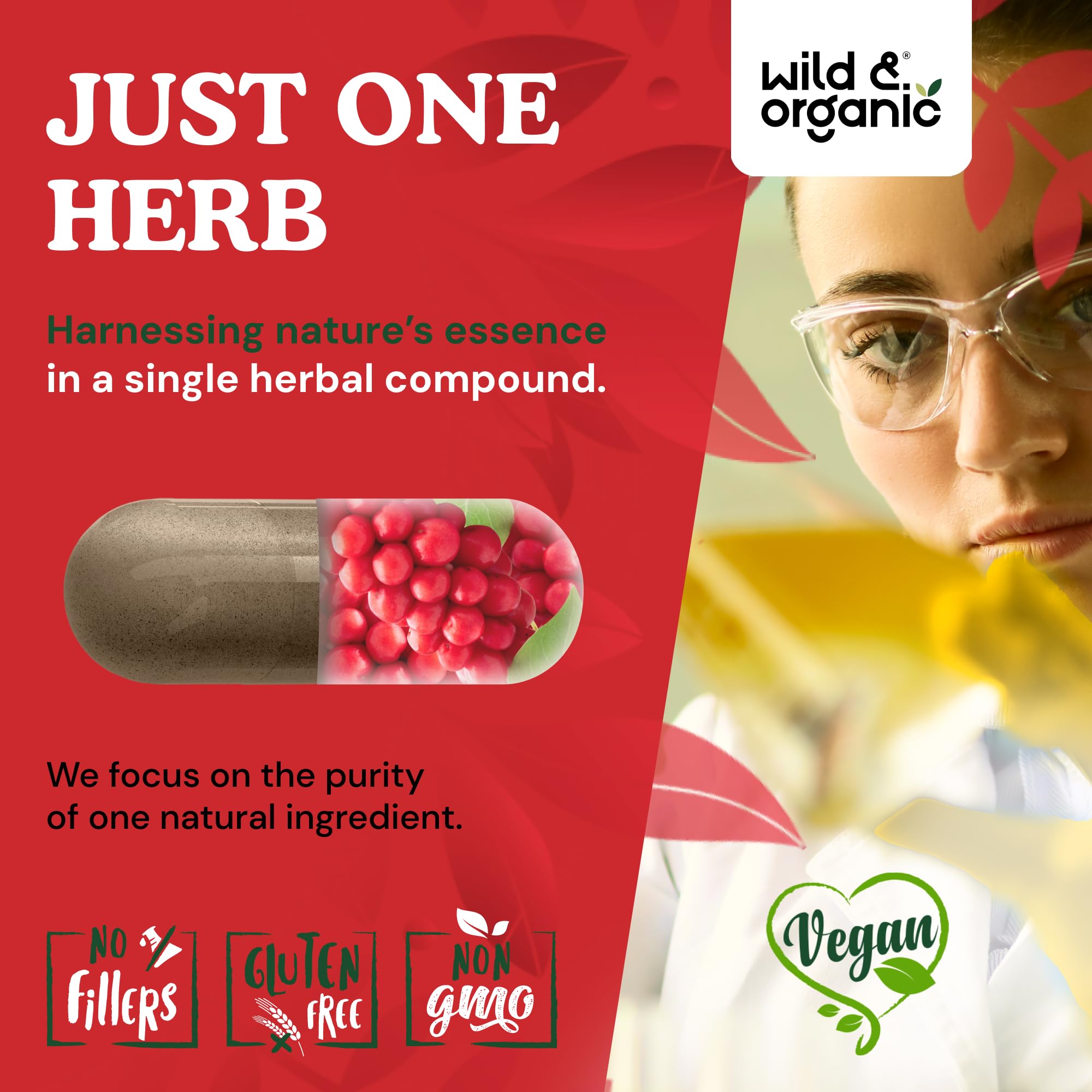 Wild & Organic Schisandra Capsules 1000 mg with measuring spoon