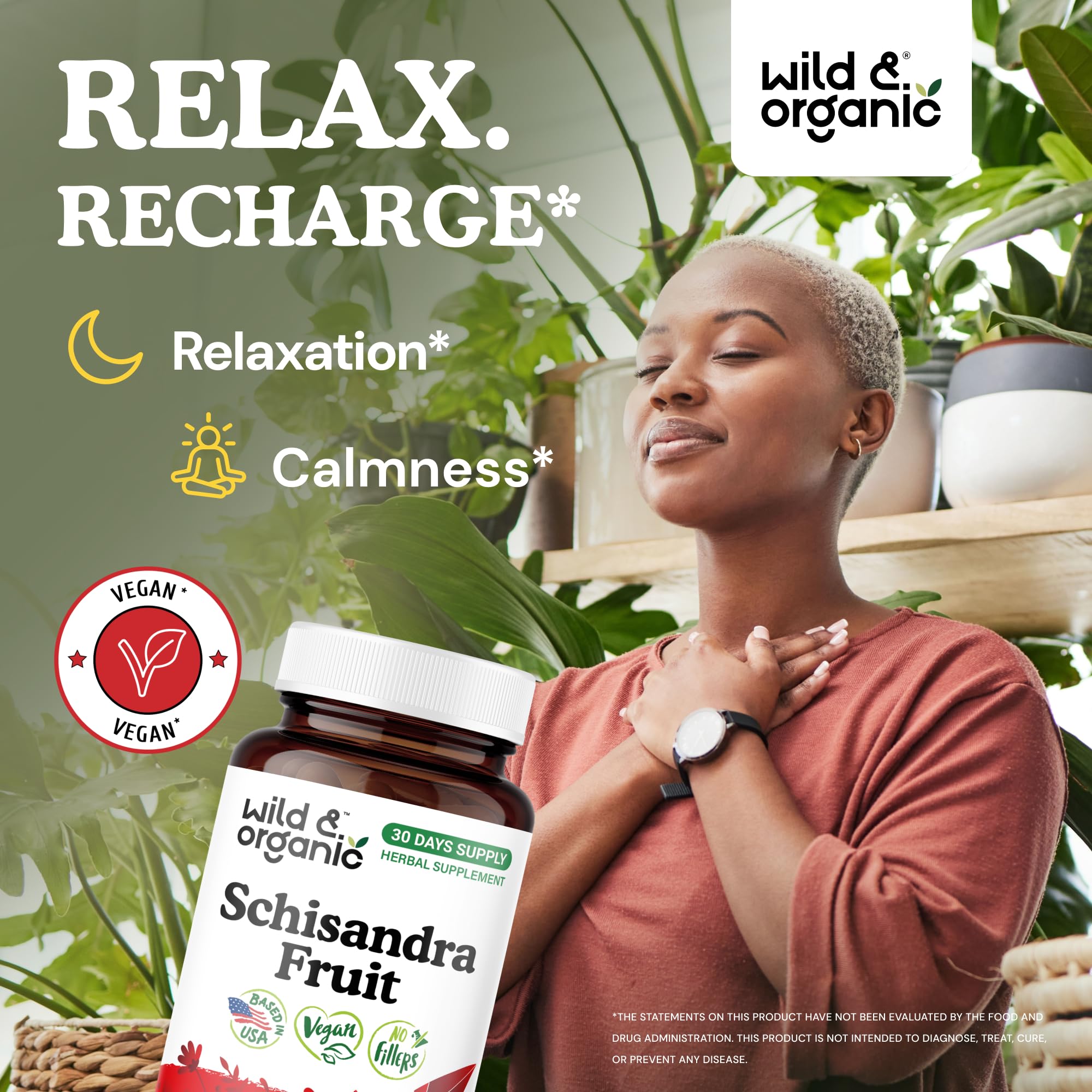 Wild & Organic Schisandra Capsules bottle with 60 capsules