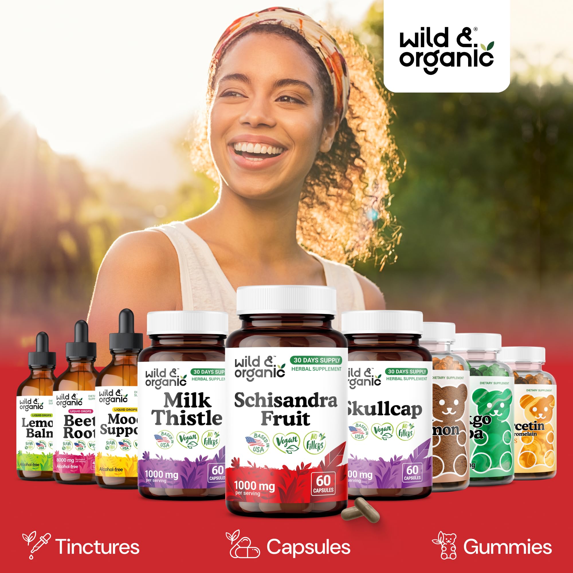 Wild & Organic Schisandra Capsules with ingredients list