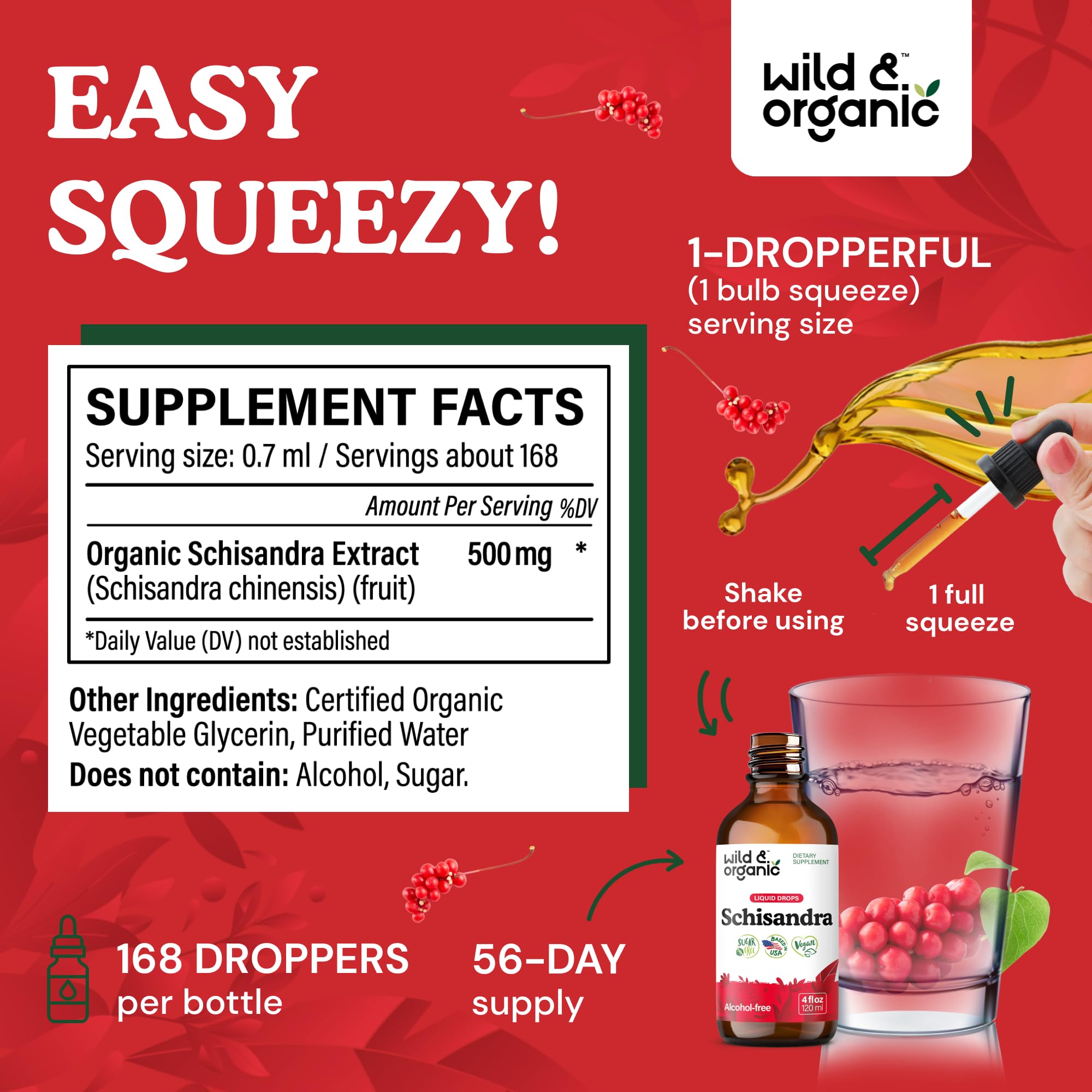 Wild & Organic Schisandra Tincture 500mg side view