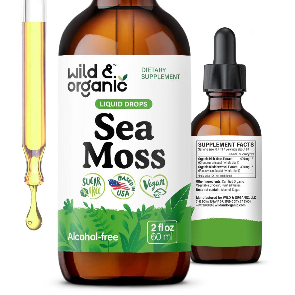Wild & Organic Sea Moss Tincture 2 fl. oz. front view