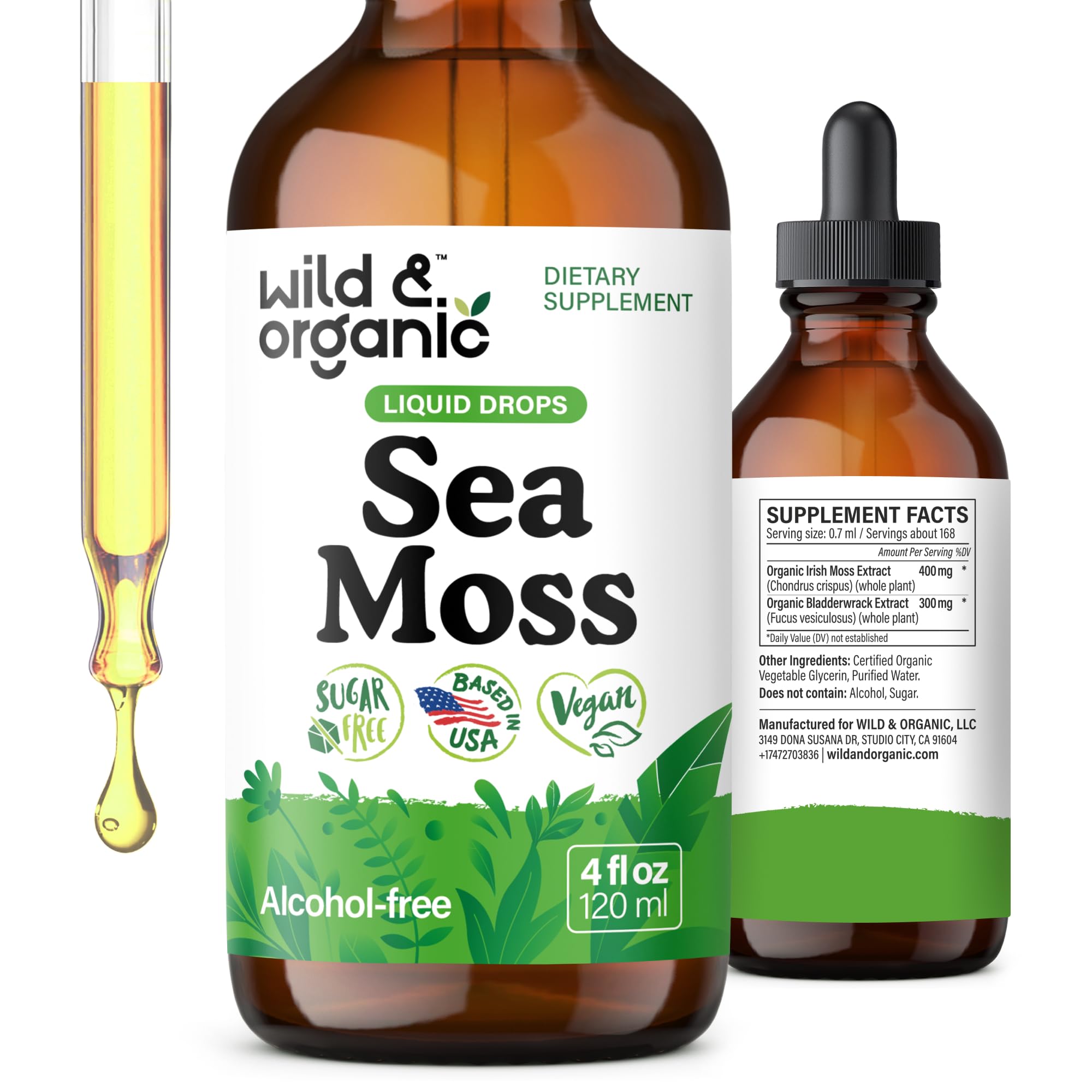 Wild & Organic Sea Moss Tincture 400mg Irish Sea Moss front view