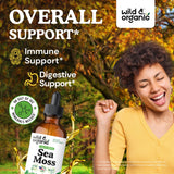 Wild & Organic Sea Moss Tincture bottle with label details