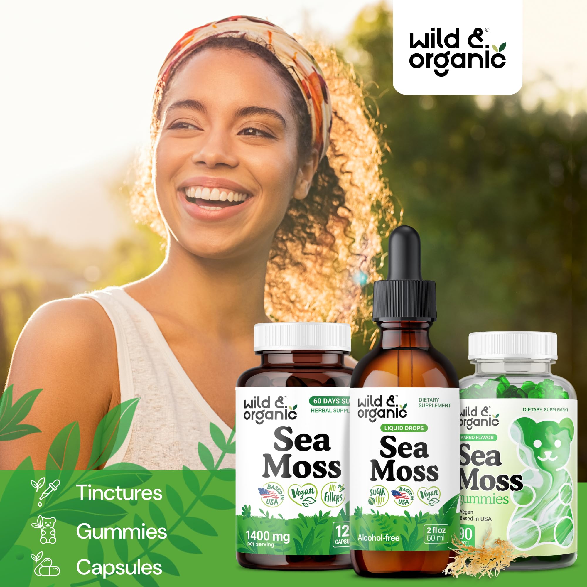 Wild & Organic Sea Moss Tincture label detail