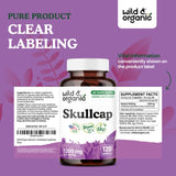 Wild & Organic Skullcap Capsules 1200 mg with a measuring spoon